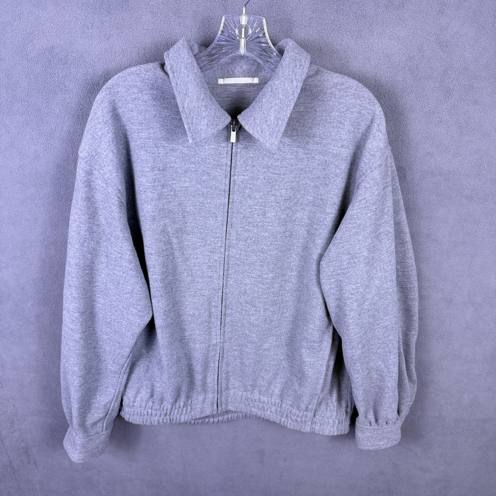 Uniqlo Womens Fleece Jacket Brushed Jersey Oversized Blouson Bomber Wool‎ Blend